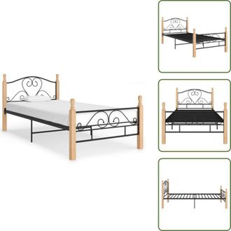 vidaXL The Living Store Giroletto Nero in Metallo 90x200 cm - Letto singolo