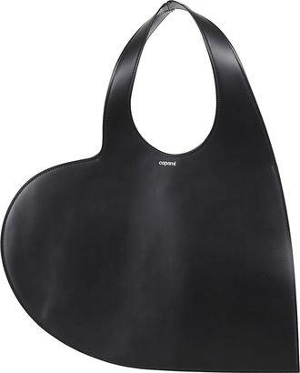 Coperni Black Heart Tote Double Handle Engraved Logo Suede Tote Bag