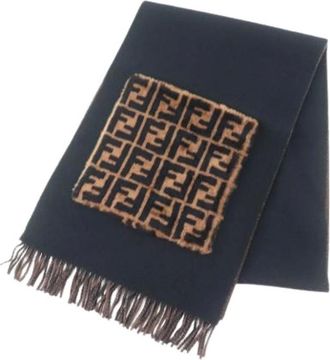Fendi Pre-owned Scarves, female, Black, Size: ONE SIZE Pre-owned Cashmere Scarf