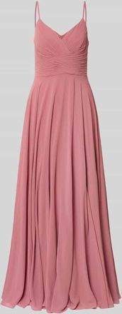 Mascara Abendkleid mit Drapierungen und V-Ausschnitt in Altrosa, Gr&ouml;&szlig;e 32