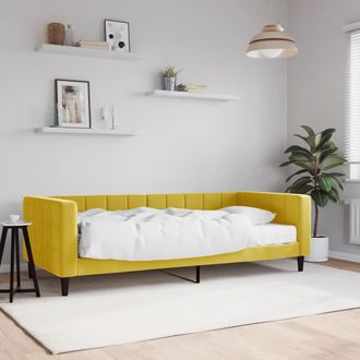vidaXL Sof&aacute; Cama Con Colch&oacute;n Terciopelo Amarillo 90x200 Cm Vidaxl