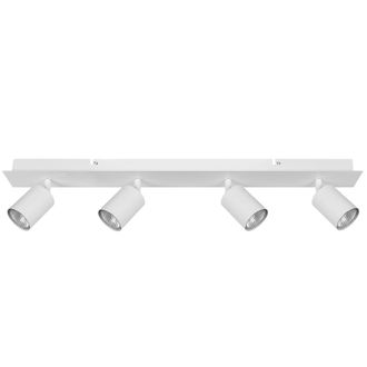 Beliani L&aacute;mpara De Techo Metal Blanco 4 Pantallas De Luz Luces Ajustables Dise&ntilde;o Industrial Moderno Tigris