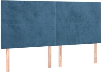 vidaXL Cabecero Con Luces Led Terciopelo Azul Oscuro 160x5x118/128 Cm Vidaxl