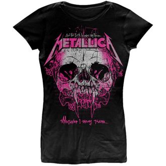 Metallica T Shirt Wherever I May Roam Band Logo Official Womens Skinny Fit Black XL