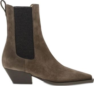 Brunello Cucinelli Stivali cowboy in pelle scamosciata 45mm - Marrone