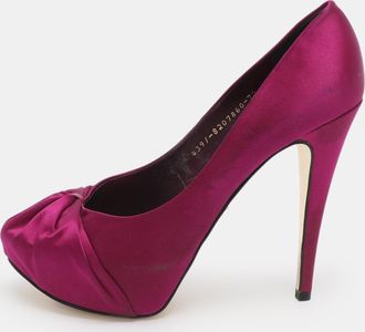 Gina Size 40.5 Purple Satin Platform Pumps