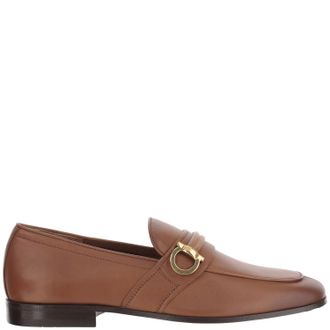 Ferragamo Light Brown Side Hook Tubular Leather Loafers