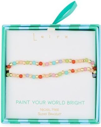 Leith Beaded 2-Row Slider Bracelet in Rainbow Multi- Gold at Nordstrom Rack