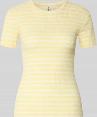 Pieces Slim Fit T-Shirt aus Baumwoll-Mix Modell RUKA in Hellgelb, Gr&ouml;&szlig;e XL