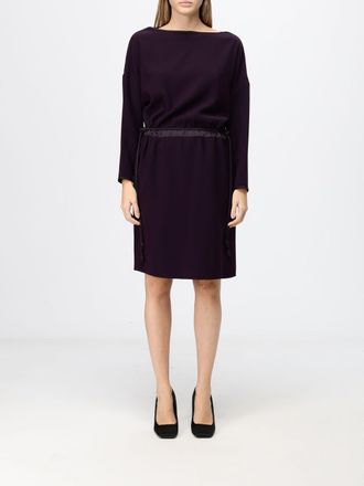 Emporio Armani Satin Mini Sheath Dress with Long Sleeves and Drawstring Waist