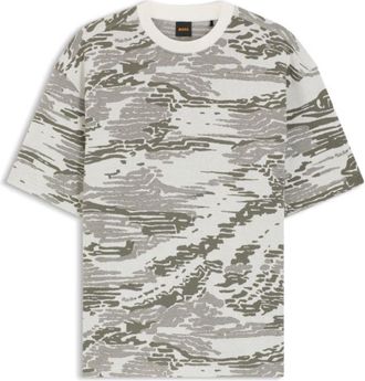 BOSS Camouflage-jacquard T-shirt in cotton
