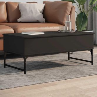 vidaXL Mesa De Centro De Madera Ingenier&iacute;a Y Metal Negro 100x50x40 Cm Vidaxl