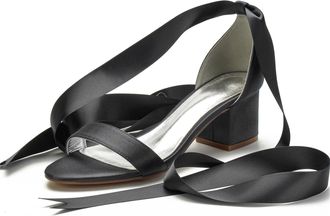 Miyoopark Comfortable Wedding Shoes for Women Block Low Heel Evening Sandals M535 Black UK 5.5
