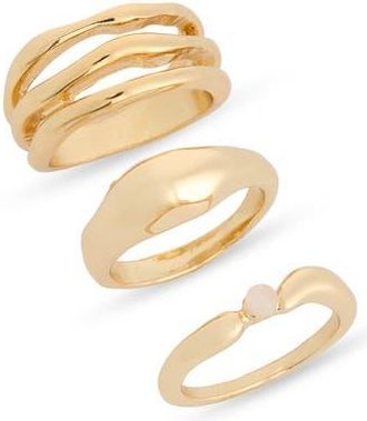 Nordstrom Rack Set of 3 Molten Stackable Rings in Gold at Nordstrom Rack, Size Small/medium