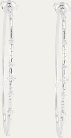Mattia Cielo 18K White Gold 60mm Diamond Hoop Earrings