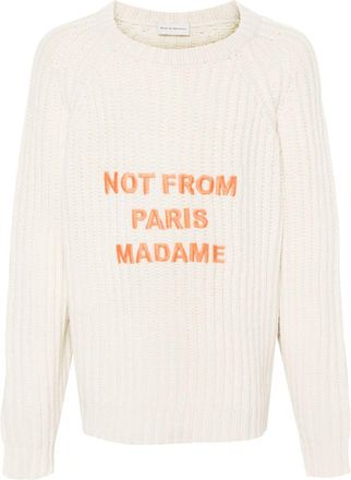 Drôle de Monsieur Le Maille Tressée Slogan jumper - men - Merino - L - Neutrals