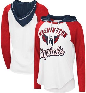 Starter Womens G-III Sports by Carl Banks White/Heather Red Washington Capitals MVP Raglan Lightweight Hooded T-Shirt at Nordstrom, Size Medium