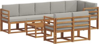 vidaXL Conjunto De Sof&aacute;s De Exterior 9 Uds. Gris Natural Y Claro Vidaxl