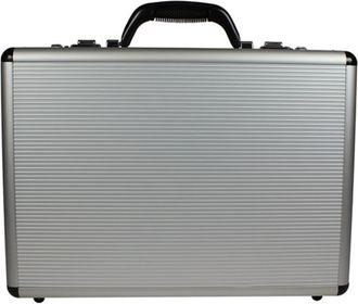 World Traveler WT-BC-450LA 4 in. Fasano Aluminum Silver Wide Attache Briefcase