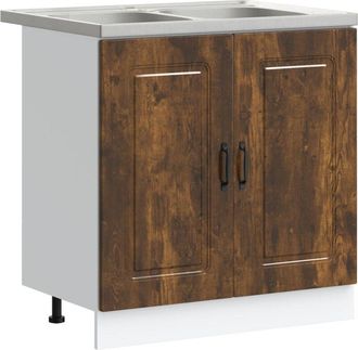 vidaXL Kitchen Cabinet with Door Kalmar 2 pcs Brown 80 x 46 x 81.5 cm vidaXL