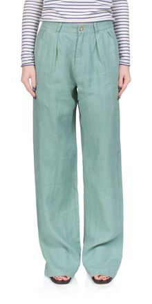 Denimist Double Pleat Wide Leg Chino Pants In Sage
