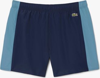 Lacoste Mens Lacoste Colour Block Swim Trunks in Navy