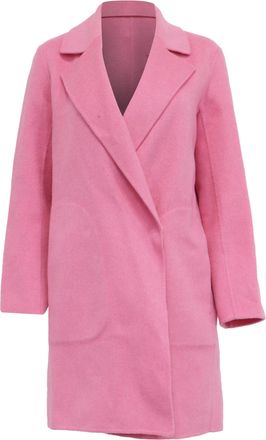 Theory Double-Breasted Coat in Pink Wool