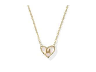 Kendra Scott Heart Letter M Short Pendant Womens Necklace Womens Necklace M, Brass/Gold-Plated
