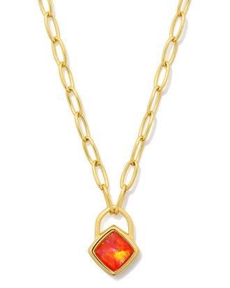 Kendra Scott Greer Paperclip 18K Over Silver Kyocera Bello Opal Pendant