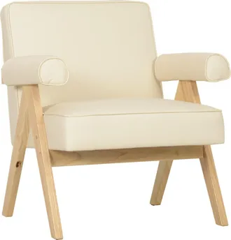 HOMCOM Butaca de sal&oacute;n 73x70x80 cm crema