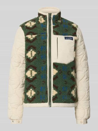 Superdry Fleecejacke mit Steppn&auml;hten und Label-Detail in Beige, Gr&ouml;&szlig;e XXL