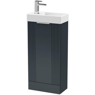Nuie Deco Compact Floor Standing 1-Door Vanity Unit with Basin 400mm Wide - Satin Anthracite - Nuie