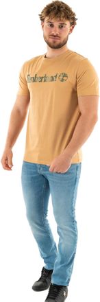 Timberland Mens Camo Linear Logo Short Sleeve Tee Undershirt, Light Wheat B, 3XL
