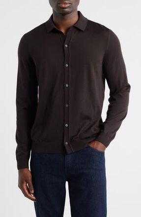 BOSS Helbert Wool Cardigan in Dark Brown at Nordstrom Rack, Size Small