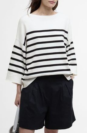 Barbour Renfew Stripe Sweater in Cloud Black Stripe at Nordstrom Rack, Size 6 Us / 10 Uk
