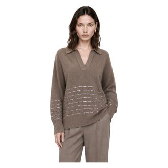 Kocca LYA Sweater - Dames - V-hals truien - Bruin - L - Wol - Truien & Vesten
