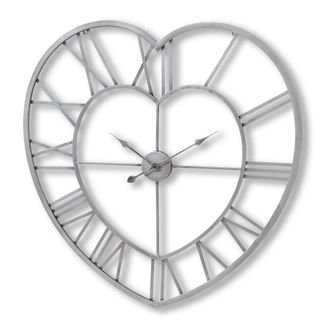 Hill Interiors Metal Frame Heart Clock in Silver