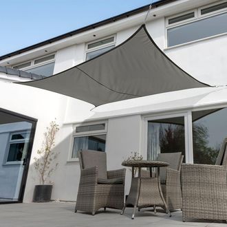 PRIMROSE 6m x 5m Rectangle Waterproof Charcoal Garden Patio Sun Shade Sail Canopy 98% UV Block with Free Fixing Kit