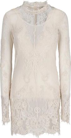 Blumarine Abito Pizzo Ricamato - Dames - Feestkleedjes - Wit - S - Kleedjes