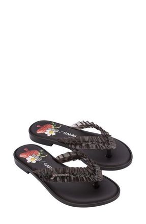 Melissa x Ganni Slim Flip Flop in Brown at Nordstrom, Size 10