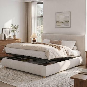 Matteo Cream Velvet Super King Ottoman Storage Bed Frame