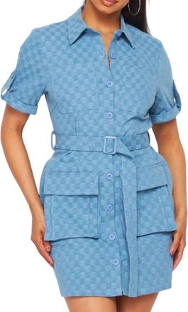 Hot & Delicious Button Down Cargo Mini Dress In Denim
