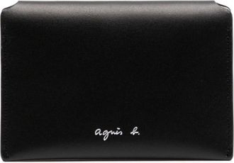 agnès b. leather card case - women - Calf Leather - One Size - Black