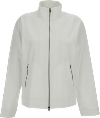 Iri&eacute; White High Collar Zip-Up Cropped Jacket