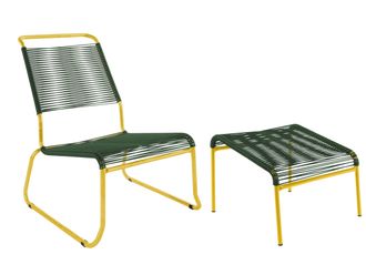 Schubiger M&ouml;bel Spaghetti-Kufen-Lounger-Hochlehner + Hocker S&auml;ntis