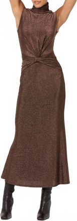 Astr Riana Dress In Brown Metallic