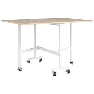 HOMCOM Mesa plegable comedor 120x80x73 cm roble