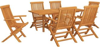 vidaXL Vidaxl - Juego De Comedor Para Jard&iacute;n 7 Piezas Madera Maciza Teca