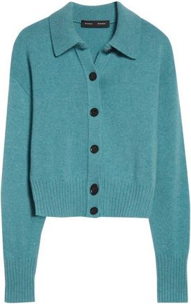 Proenza Schouler Rocia Cashmere Crop Cardigan in Teal at Nordstrom, Size X-Large