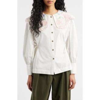 Damson Madder Valentina Collared Top in White at Nordstrom, Size 12 Us
